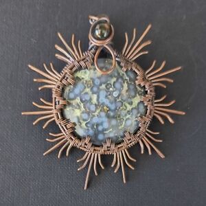 Polished Grape Agate Sun Pendant Necklace